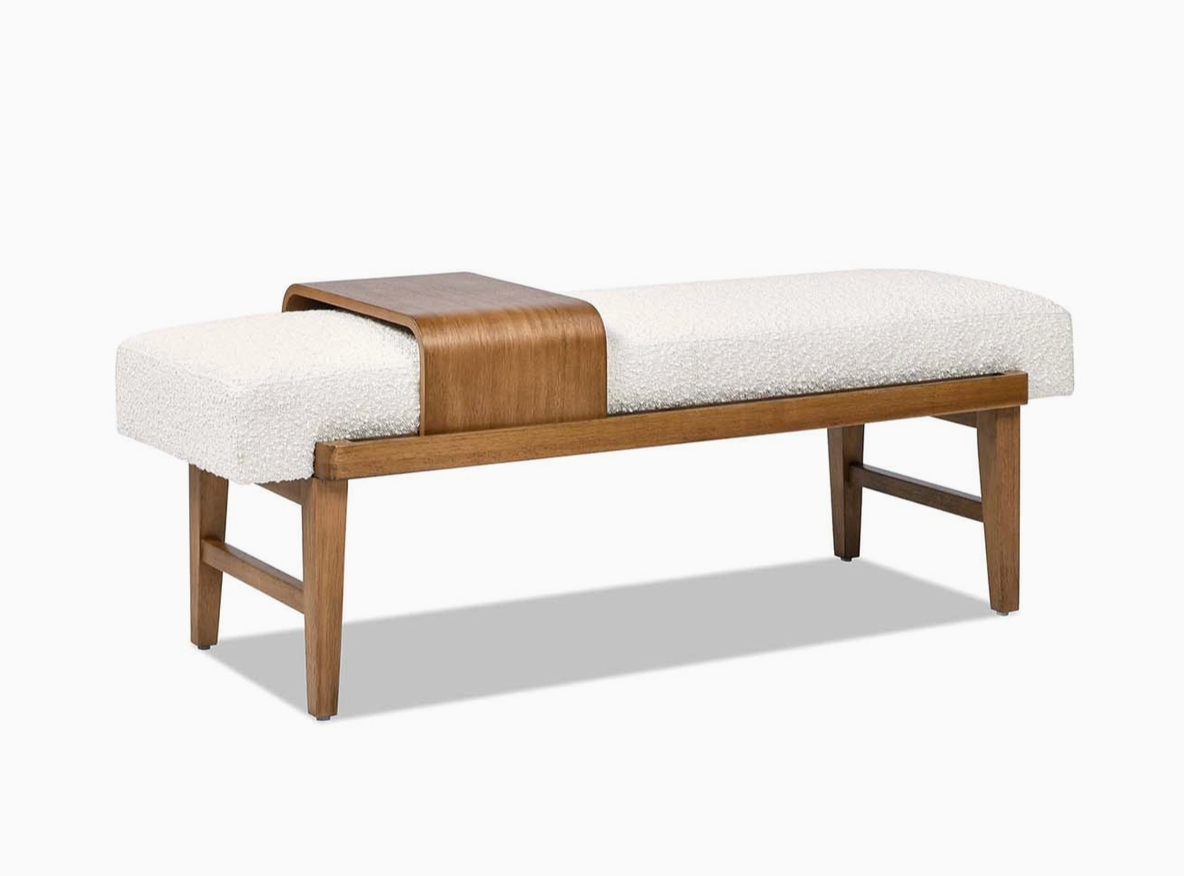 Telephone Bench with Sliding Shelf Boucle