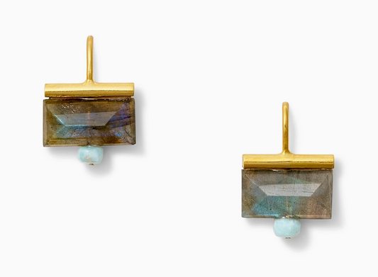 Labradorite + Aqua Horizon Earring