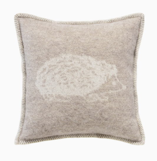 Hedgehog Beige Pure Wool Cushion Cover