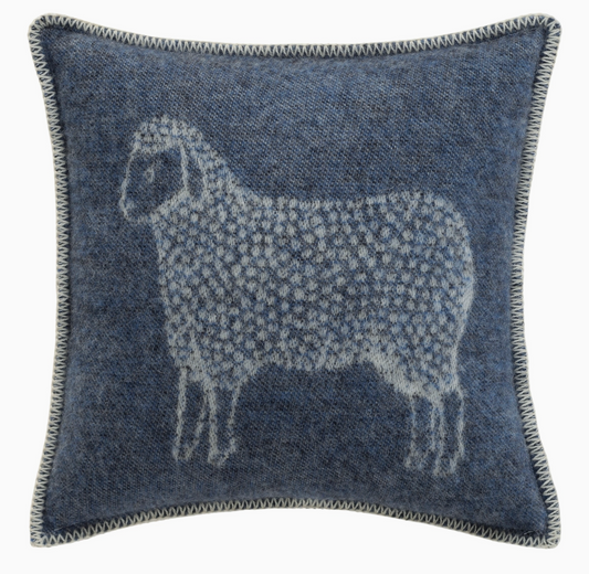 Denim Blue Sheep Wool Cushion