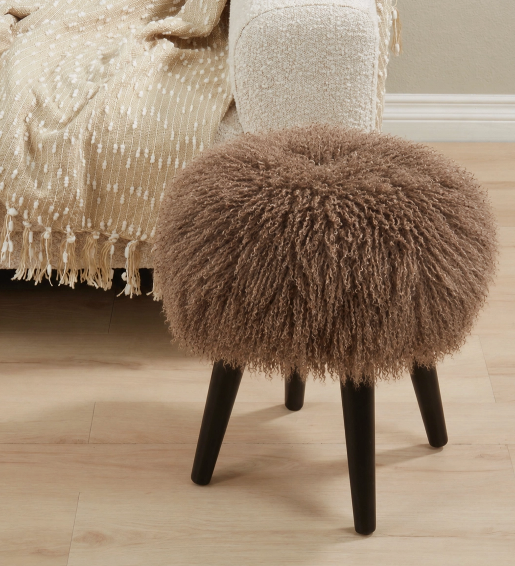 Mongolian Lamb Fur Stool
