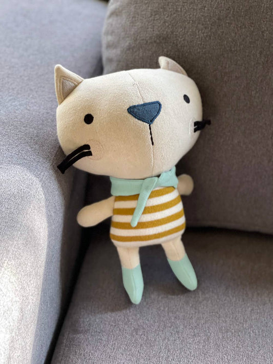 Remi Cat- Organic Fine Knit Baby Toy