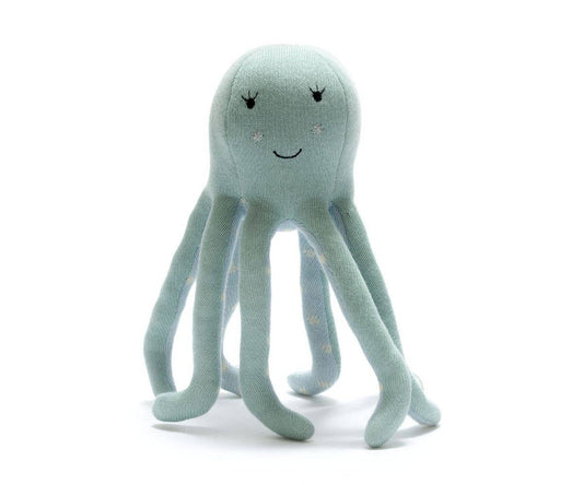 Knitted Organic Cotton Sea Green Octopus