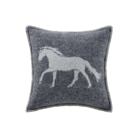 Horse Soft Black Pure Wool Cushion Cover