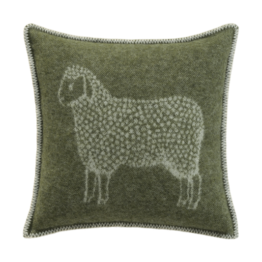 Moss Green Sheep Pure Wool Cushion Cover