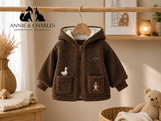 Cozy Hooded Jacket, Braun, 6–12M