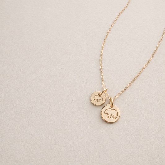 Mama Bear, Baby Bear Necklace | Gold Fill