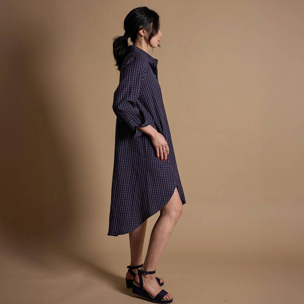 The Shirt Dress-Indigo Hatch