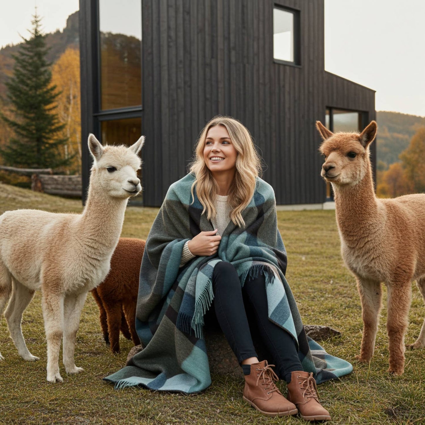 Alpaca Throw Blanket - Mosswood