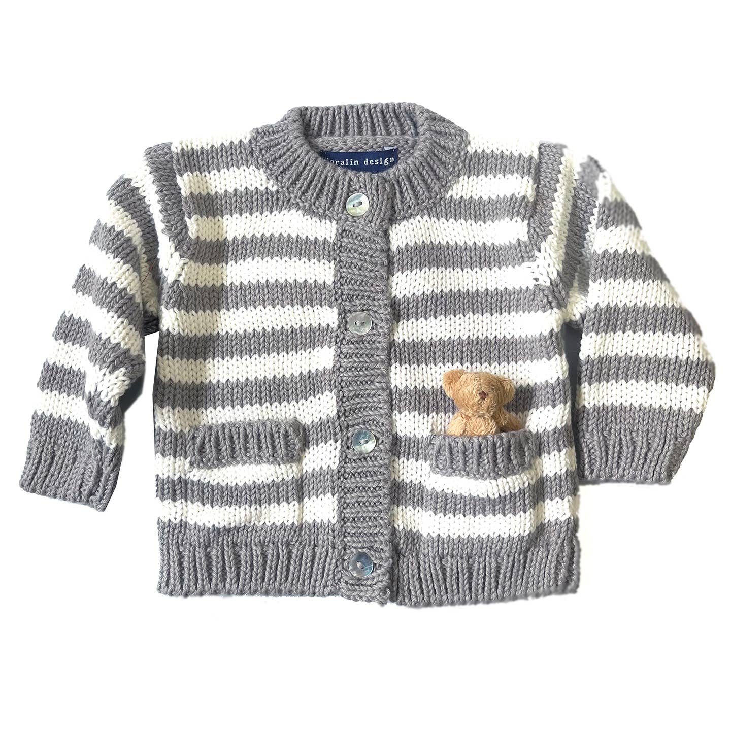 Striped Grey  Bear Cardigan