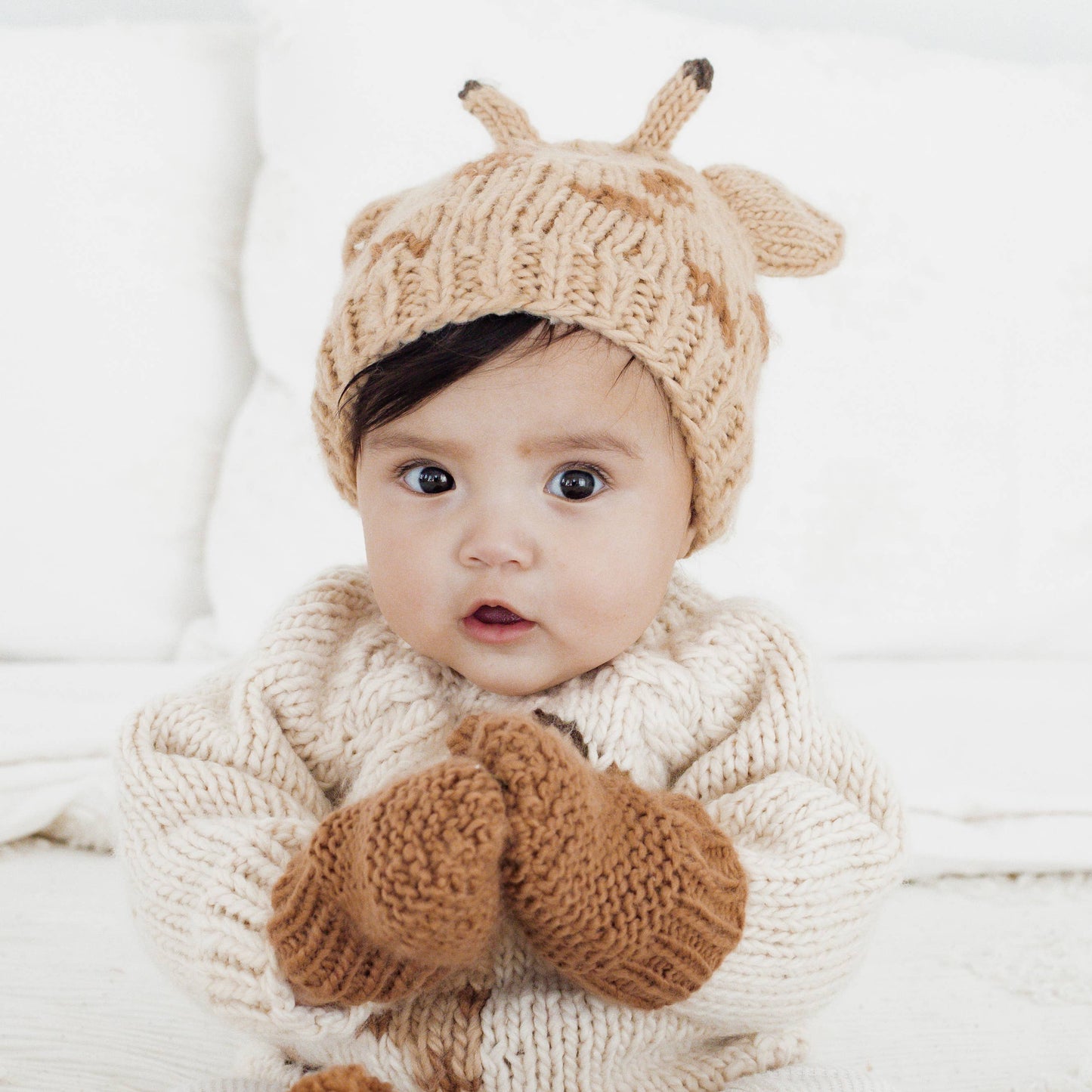 Garter Stitch Mittens Pecan for Toddlers & Kids