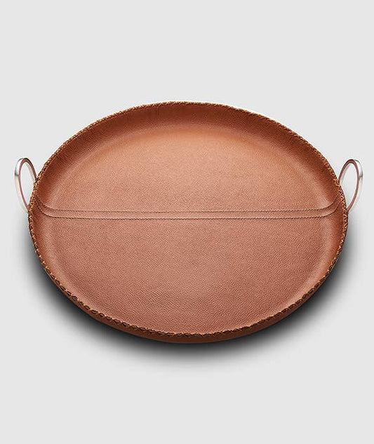 Durango Brown Leather Round Tray
